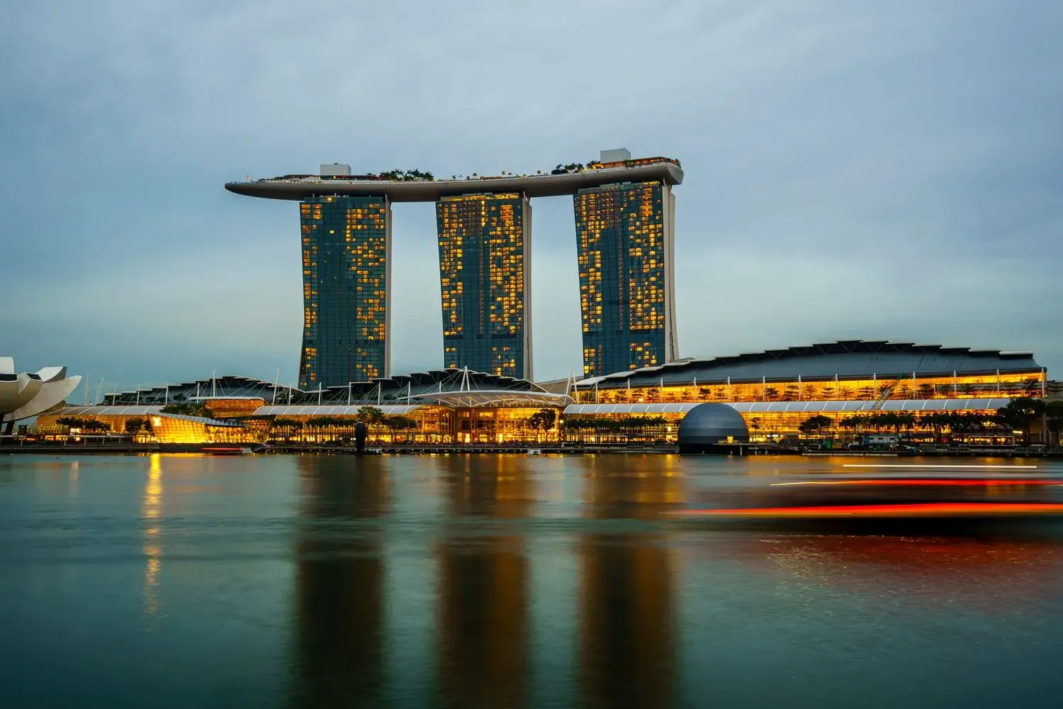 Waterfront skyline at dusk